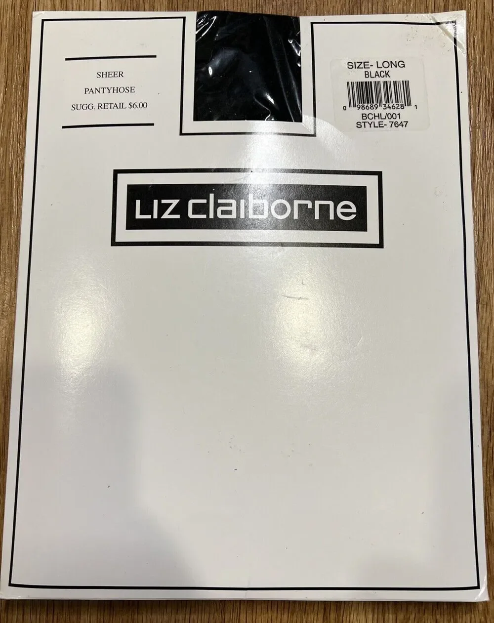 Liz Claiborne Sheer Pantyhose Size LONG Color Black Style 7647